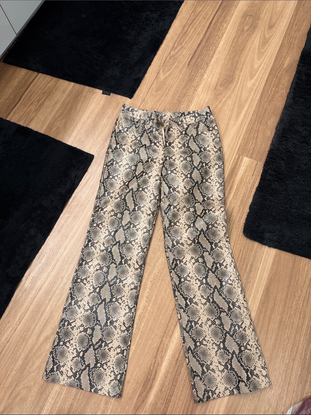 Snake Print Wide-Leg Pants - pleather size small